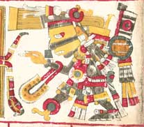 Représentation du Dieu jaguar Tezcatlipoca dans le Codex Borgia