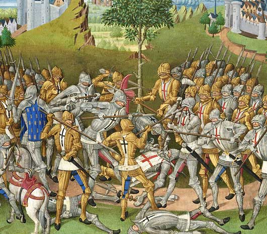 Le Combat des Trente (détail), miniature de 1480 dans la Compillation de Le Baud