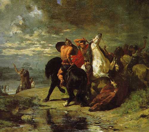 Combat de Romains et de Gaulois, huile sur toile d'Evariste-Vital Luminais. Musée des Beaux-Arts de Carcassonne.