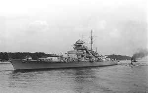 Le cuirassé Bismarck à son lancement.