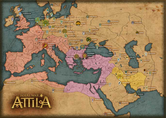 La carte de campagne de Total War : Attila
