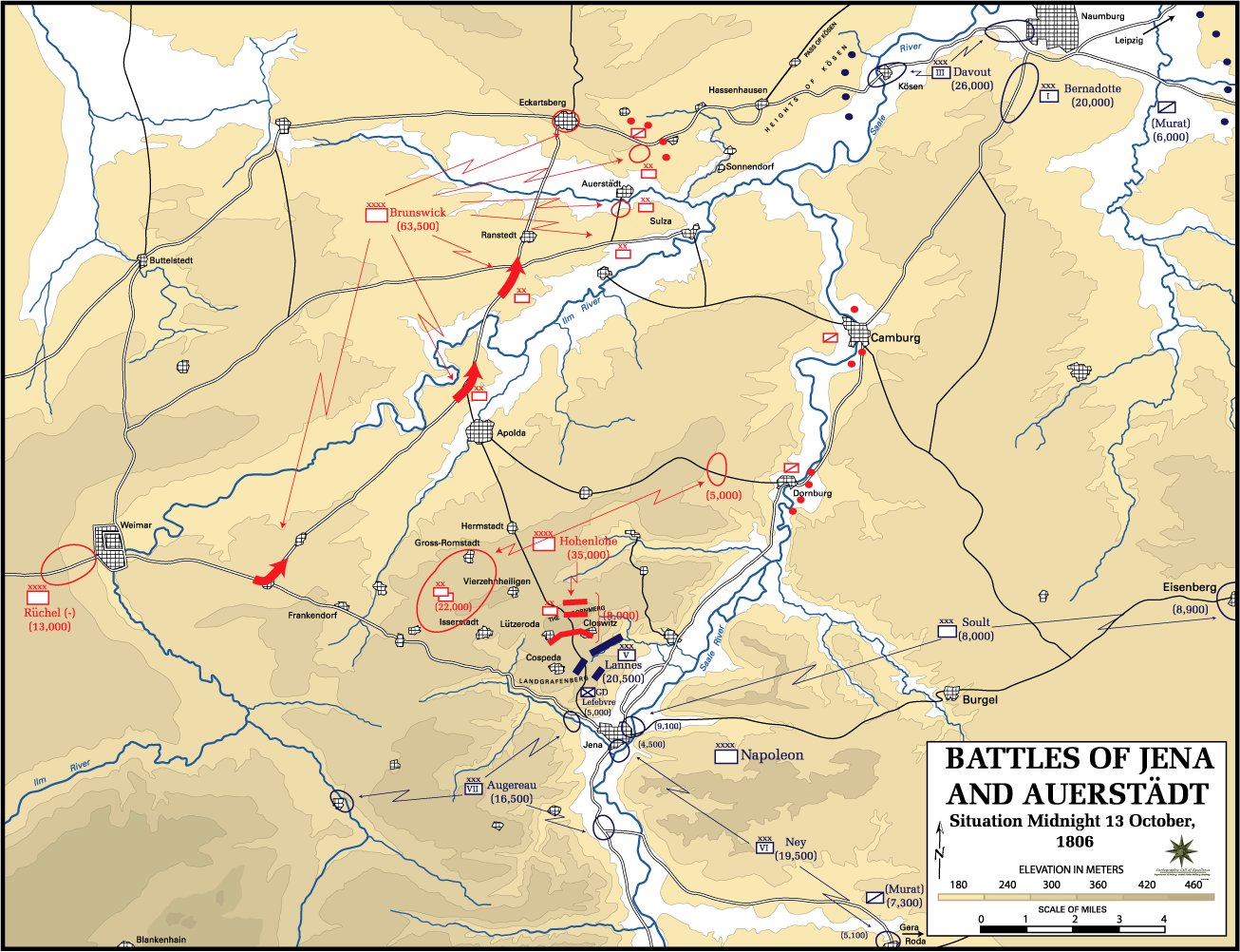 Carte de la bataille d'Auerstaedt et Iena