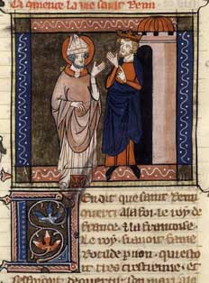 Saint Remy et Clovis Ier. Jacobus de Voragine, Legenda aurea, xive siècle.