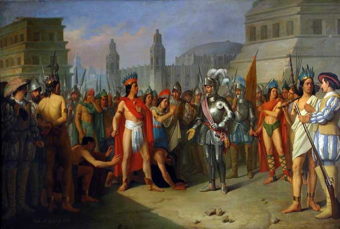 L'emprisonnement de Guatimocin par les troupes d'Hernan Cortes, par Carlos Esquivel y Rivas, 1856.