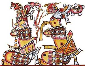 Les jumeaux héroïques,  Hunahpu et  Ixbalanque.