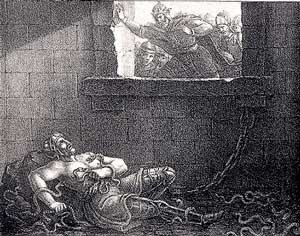 Ragnar jeté par les Anglo-Saxons dans la fosse aux serpents (représentation du xixe siècle).