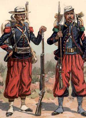 Soldats de la Légion Etrangère française durant l'Expédition mexicaine de 1863.