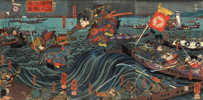 Peinture de la bataille navale de Dan no ura