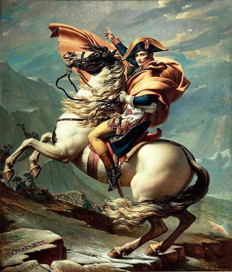 Bonaparte franchissant le Grand-Saint-Bernard, par Jacques-Louis David.