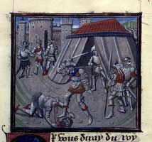 Mort de Renaud de Châtillon Guillaume de Tyr, Historia (BNF, Mss.Fr.68, folio 399)