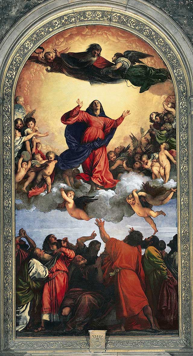 L'Assomption de la Vierge , 1516-18 Église Santa Maria Gloriosa dei Frari. Par Le Titien.