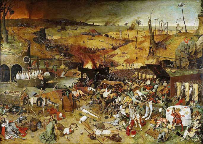 Le triomphe de la mort : huile sur bois par Peter Brueghel. (Musée du Prado, Madrid)