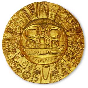 Représentation du dieu inca Inti, l'or était considéré par les Incas comme la sueur du Soleil.