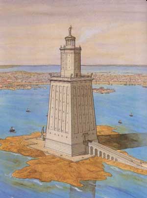 Elévation du Phare d'Alexandrie, illustration de Jean-Claude Golvin.