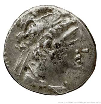 Monnaie Tétradrachme, argent, Ptolémée XIII, Paris, Bnf.