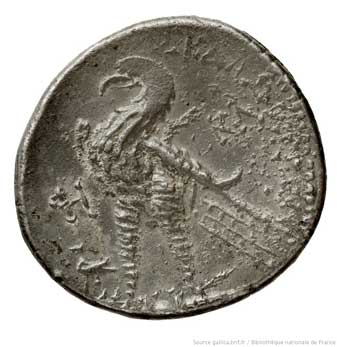 Monnaie Tétradrachme, argent, Ptolémée XIII, Paris, Bnf.
