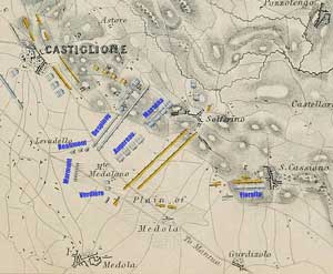 Position des forces françaises lors de la bataille du Monte Medolano.