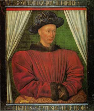 Charles VII le victorieux représenté par Jean Fouquet en 1450.