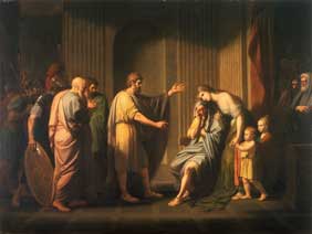 Cléombrote envoyé en exil par Léonidas II, roi de Sparte, par Benjamin West, 1768