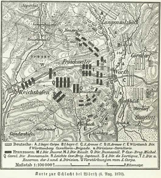 Plan de la bataille de Frœschwiller-Wœrth