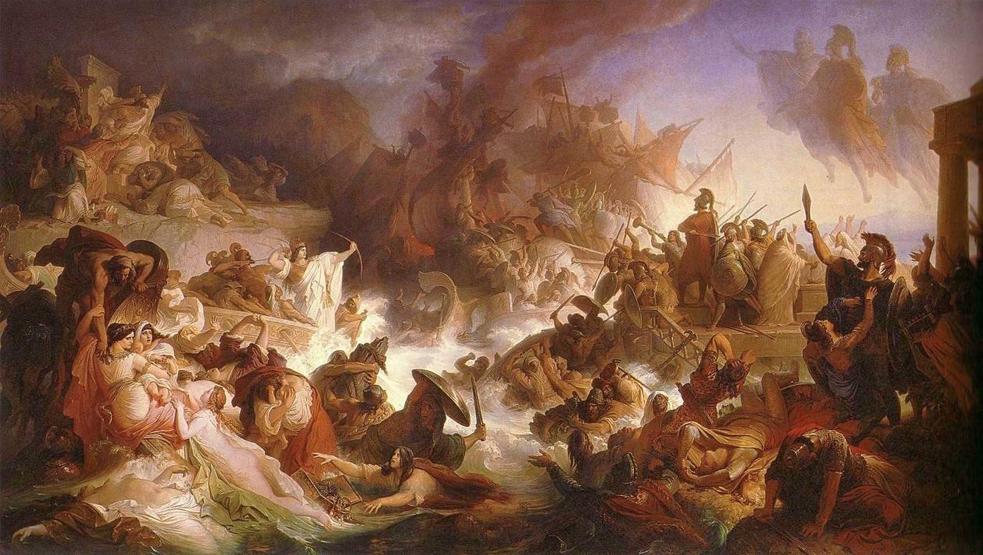 Bataille de Salamine par Wilhelm von Kaulbach, 1868.