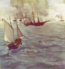 Le Combat du Kearsarge et de l'Alabama par Édouard Maner, 1864.