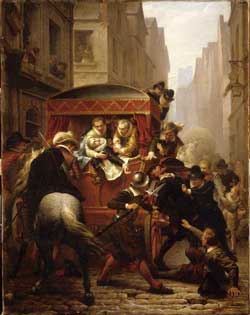 Assassinat d'Henri IV et arrestation de Ravaillac le 14 mai 1610 par Charles-Gustave Housez (1822-1880), Huile sur toile, Musée national du château de Pau.