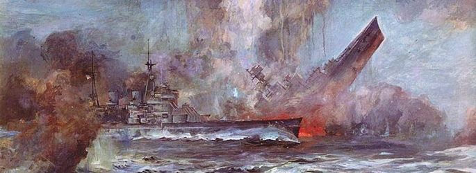 Sinking of HMS Hood, peinture de J.C. Schmitz-Westerholt.