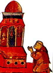 Pierre l'Ermite priant au Saint Sépulcre.