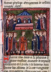 Élection de Godefroy de Bouillon au titre d'Avoué du Saint-Sépulcre. Manuscrit réalisé à Acre vers 1280.