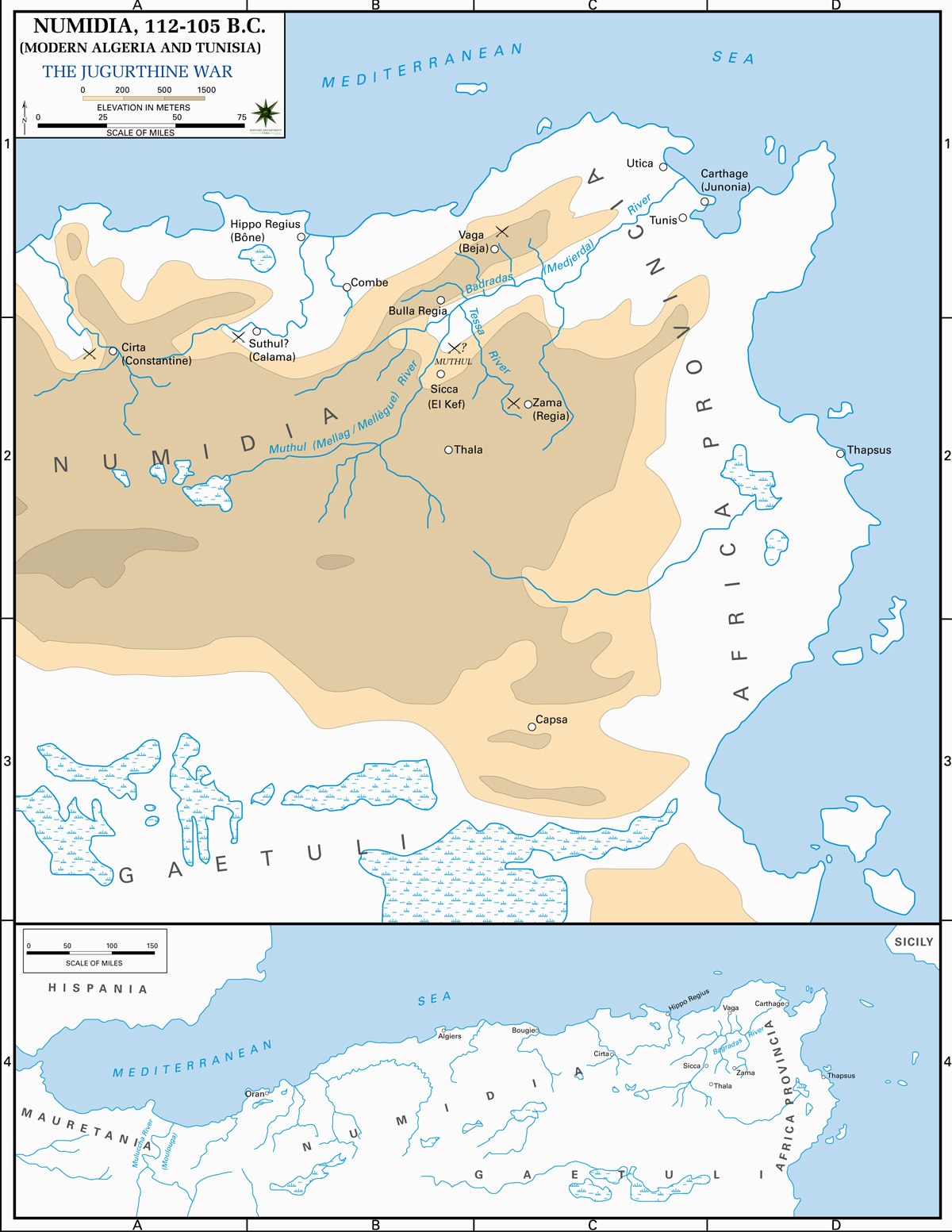 Carte de la guerre de Jugurtha