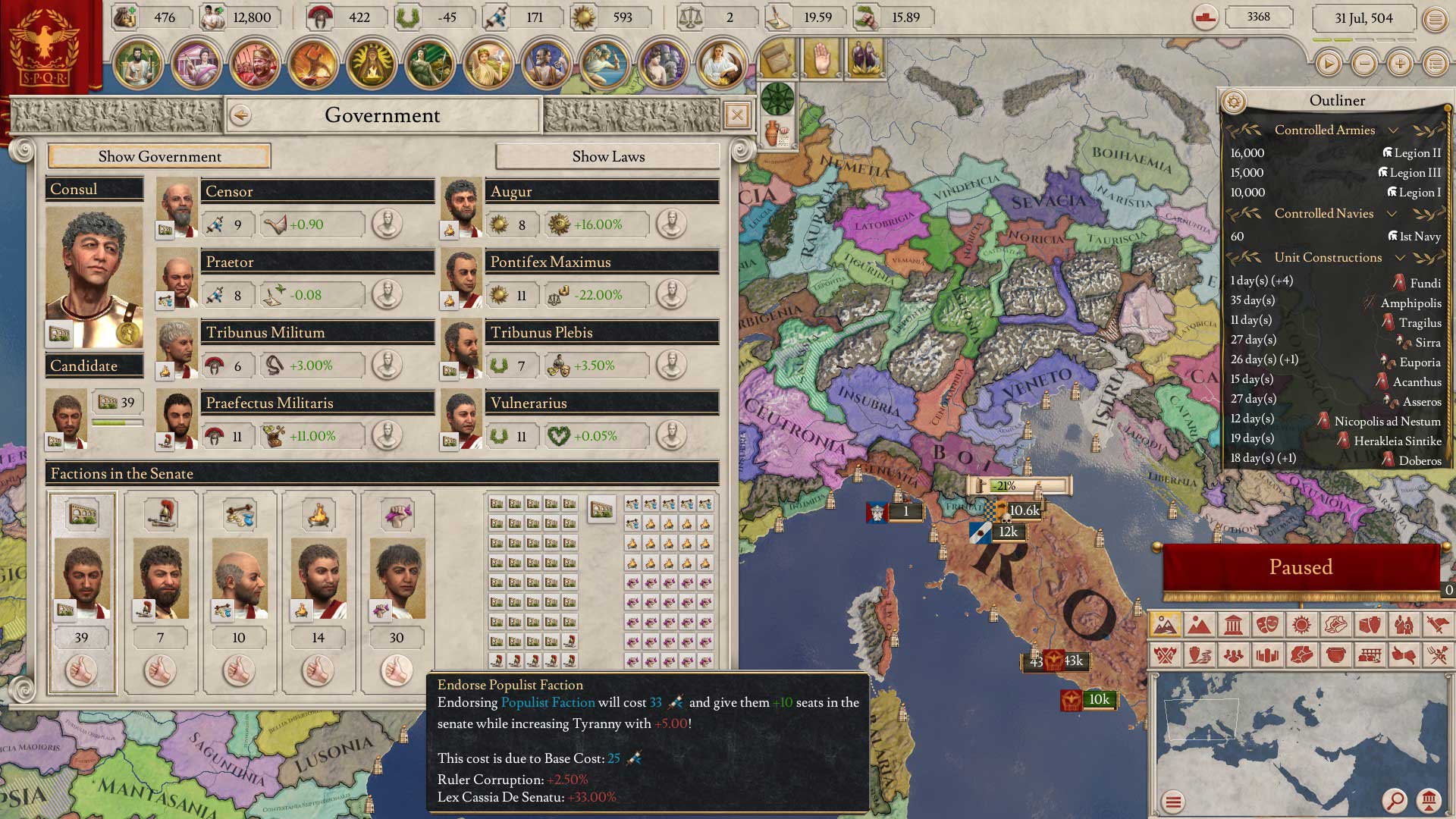 Test d'Imperator : Rome